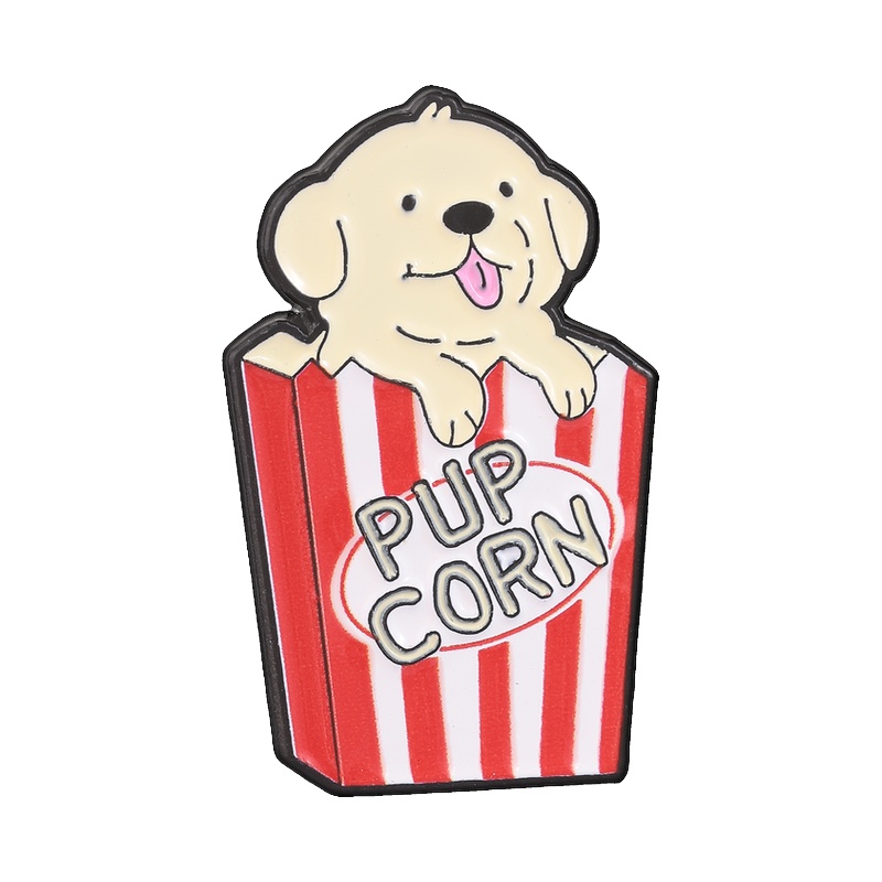 Zinc Food Snacks - Przypinka emaliowana Pupcorn Puppy Popcorn Cartoon,