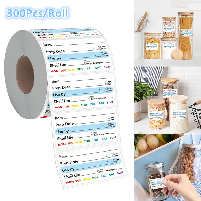 Food Snacks Label - ^300 sztuk/rolka Naklejki kuchenne z datą,