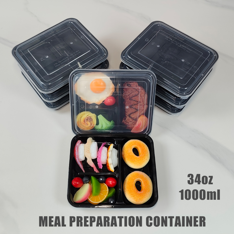 Food Prep Snacks - Pojemniki na posiłki z 3 przegródkami,