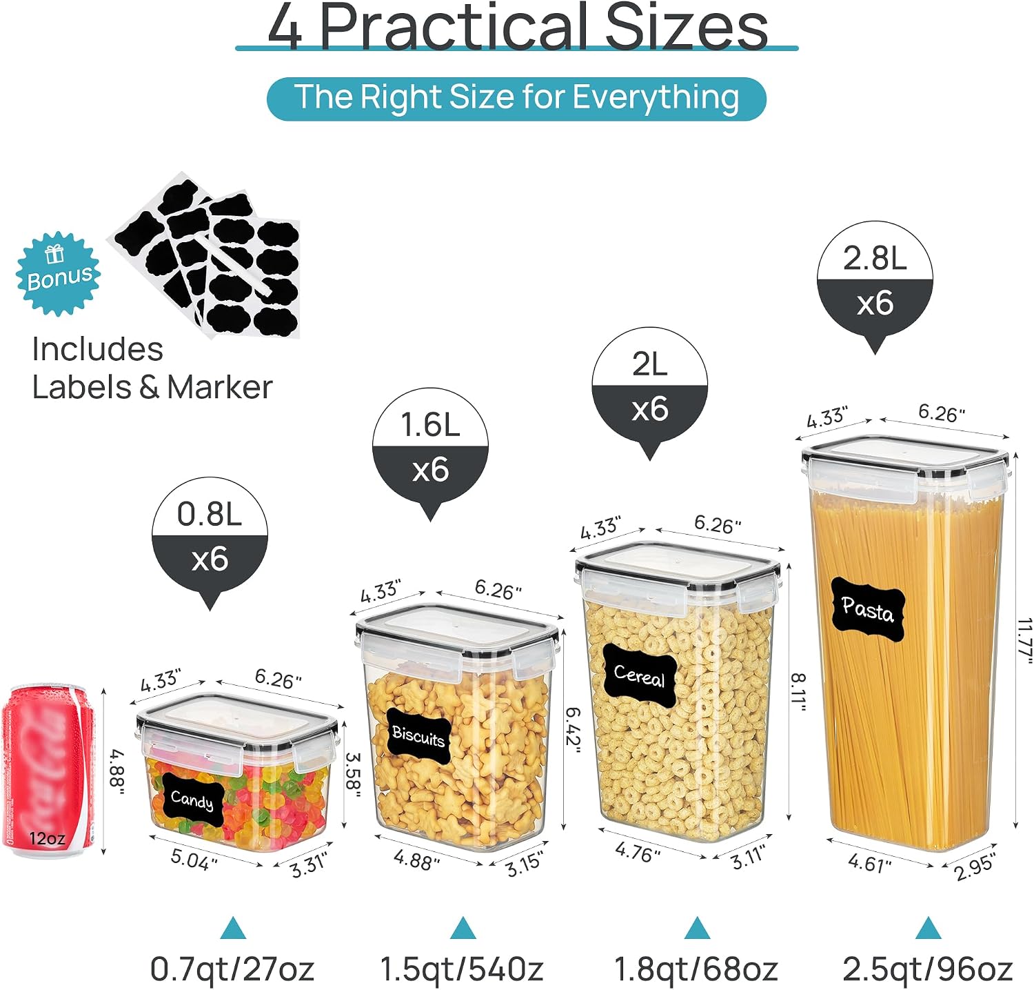 Vtopmart Szczelne Pojemniki na – Food Snacks Label recenzja i cena