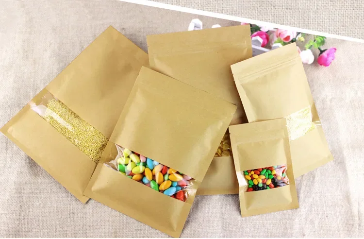 Płaskie torebki z papieru kraf – Food Snacks Logos recenzja i cena